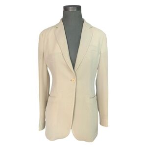 Women Blazer EMPORIO ARMANI Beige Single Button Front Long Sleeve Blazer Jacket